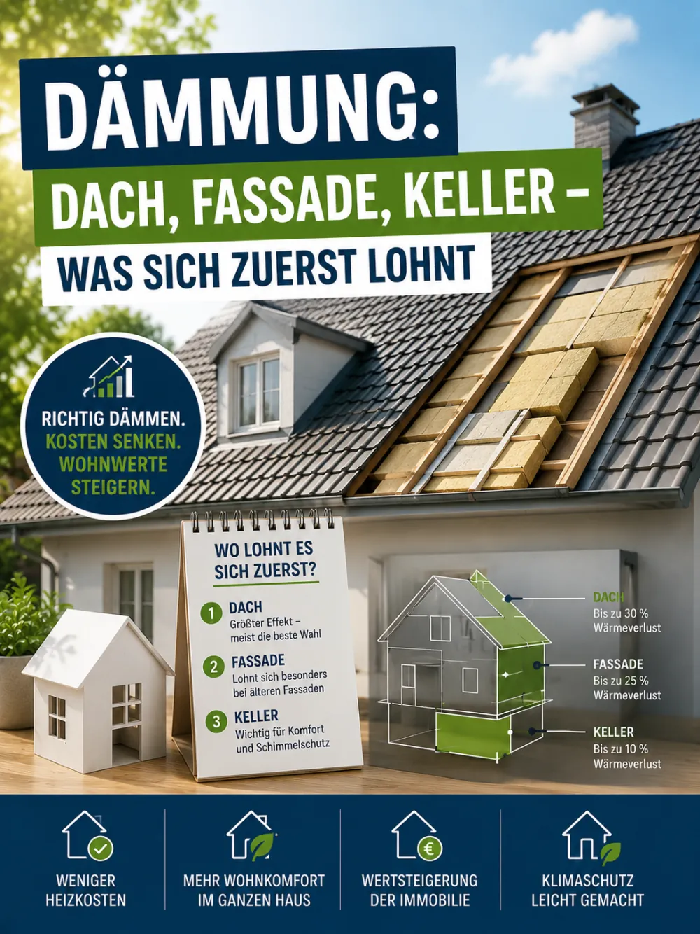 Dämmung: Dach, Fassade, Keller – was sich zuerst lohnt
